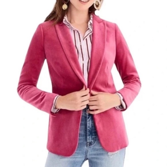 J. Crew Jackets & Coats J Crew Parke Pink Velvet Blazer Poshmark
